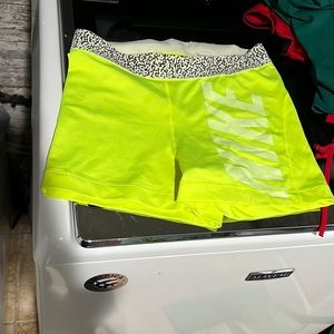 Nike neon green compression shorts